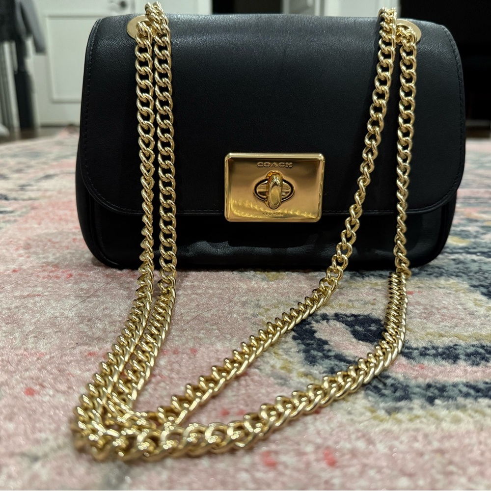 Coach Black Crossbody Bag with Gold Chain